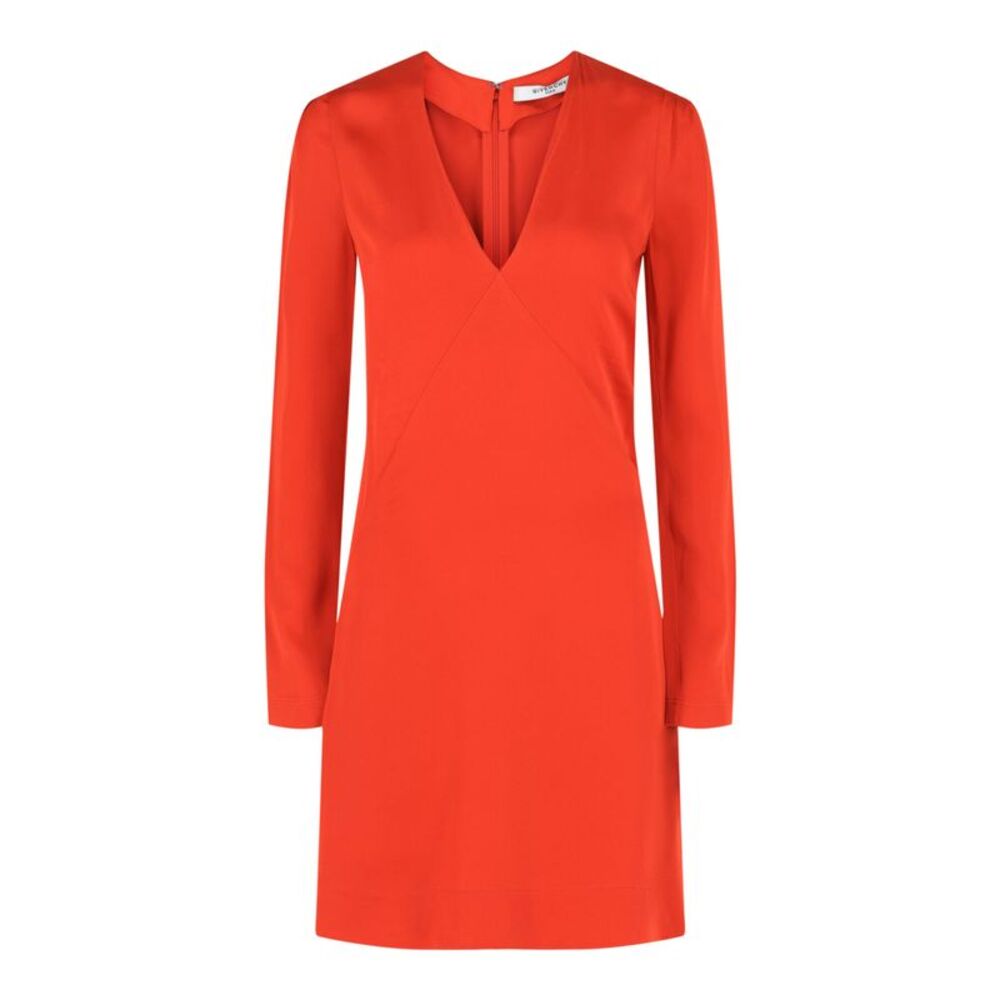 Givenchy V-Neck Long Sleeve Dress Red Womens